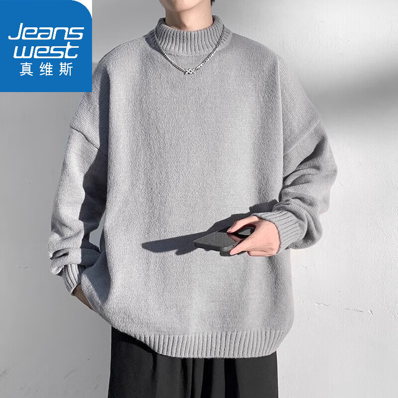 ���ڲ�������ά˹��Jeanswest���ﶬ�¿���֯����������ë����ʿ�����ڴ�ë���»�ɫ���׳����� ��ɫ 4XL