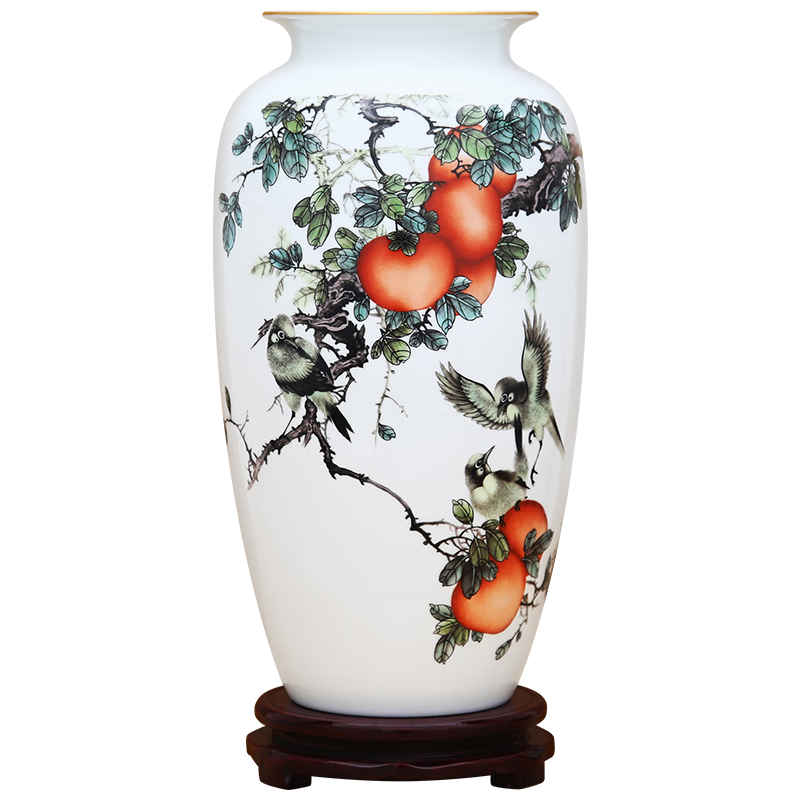 傲世景德鎮(zhèn)陶瓷器中式仿古花瓶工藝品客廳擺件玄關(guān)辦公室博古架裝飾品 事事如意平安瓶+底座+證書