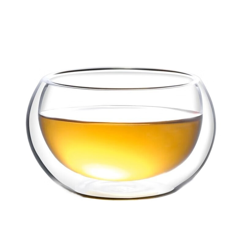 曲和（QUHE）玻璃品茗杯耐热加厚双层隔热透明喝茶小杯子防烫茶杯功夫茶具套装 50ml 4个双层玻璃杯 50ml-130ml