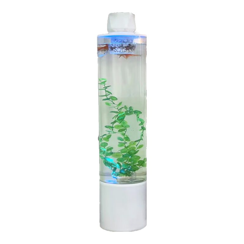 貝拉緣免安裝無管無線客廳高缸 過濾增氧落地魚缸 圓柱形亞克力水族箱 白色 40x40x150cm