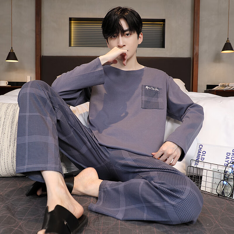 猫人精梳纯棉 180g 圆领男士家居服可外穿100%纯棉2025春季新品 49M75084 2XL