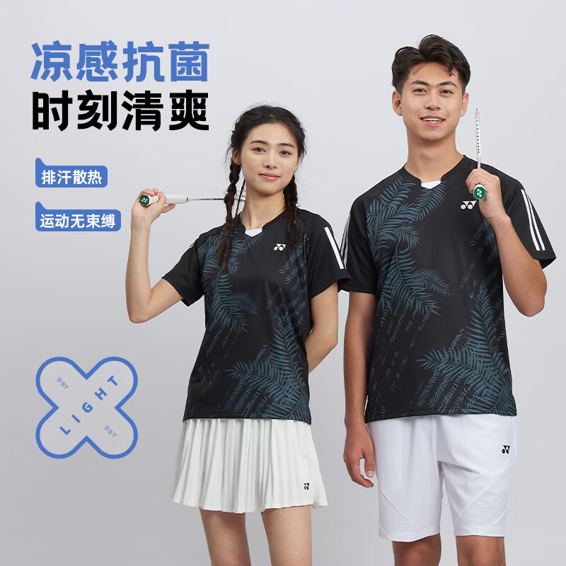 YONEX尤尼克斯羽毛球服25新款训练服团购运动短袖男女同款运动T恤 110025BCR-男款上衣(007)黑 L