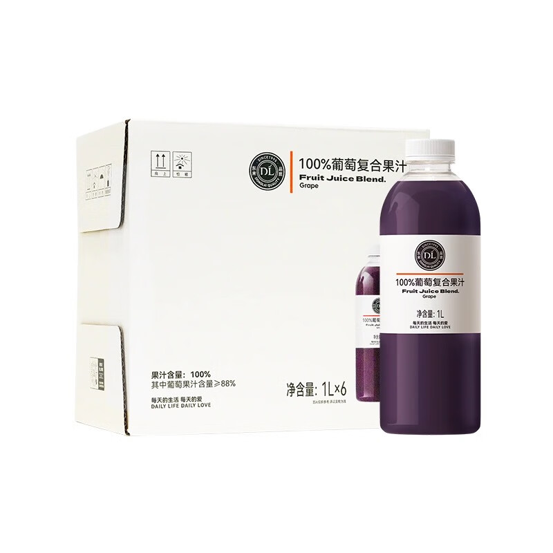 胖東來(lái)許昌胖東來(lái)DL超市代購(gòu)100%復(fù)合番茄果汁葡萄果汁水蜜桃汁芒果汁 胖東來(lái)100%復(fù)合葡萄果汁1L*6瓶箱