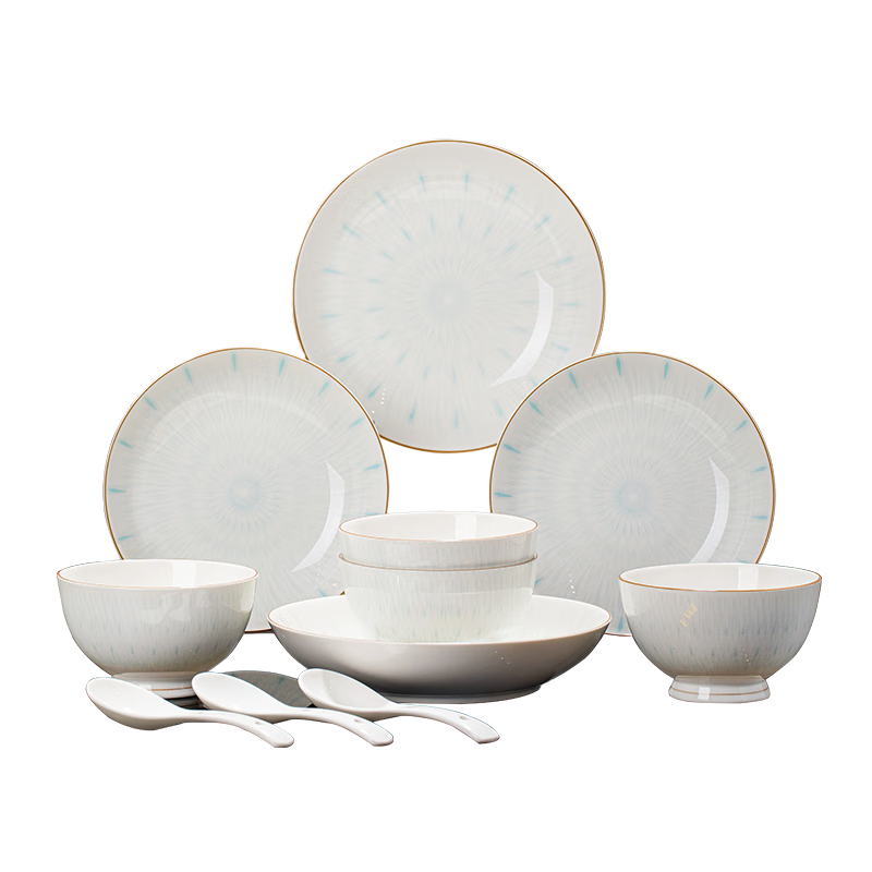 以辰碗盤餐具整套28頭釉下彩碗碟碗具套裝家用碗筷喬遷送禮