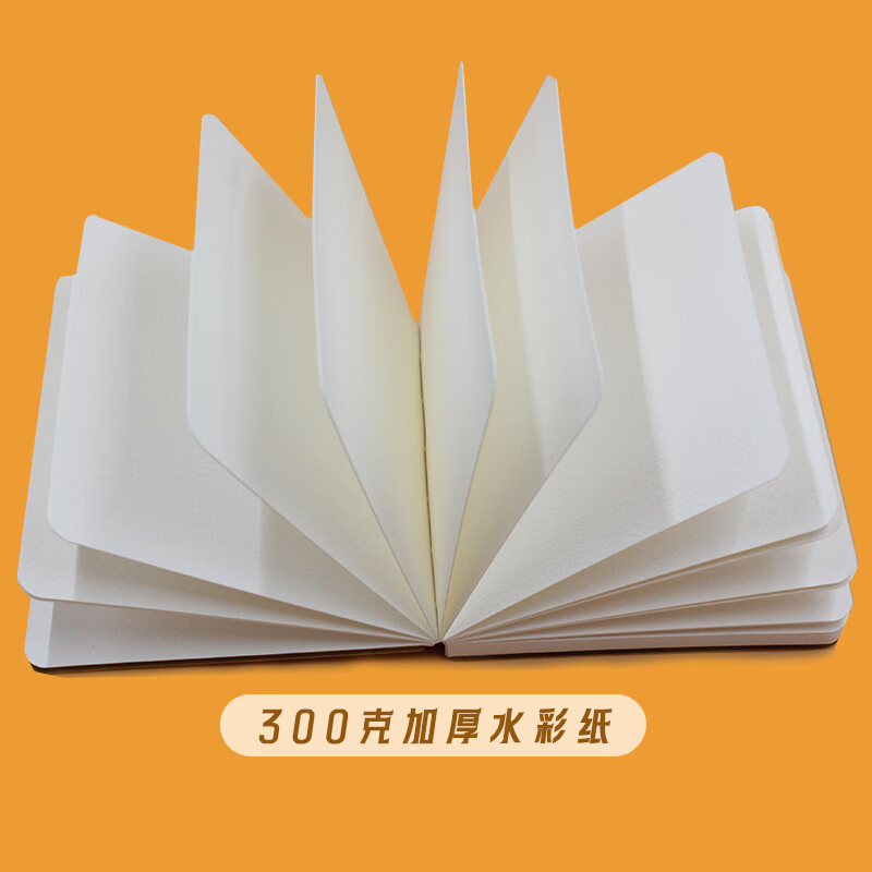 本语时光全棉半棉水彩丙烯马克笔速写方形随身绘画本仿皮300克中粗细纹硬面彩铅油画棒涂鸦画画本 绿色（半棉中粗， 12厘米*12厘米）