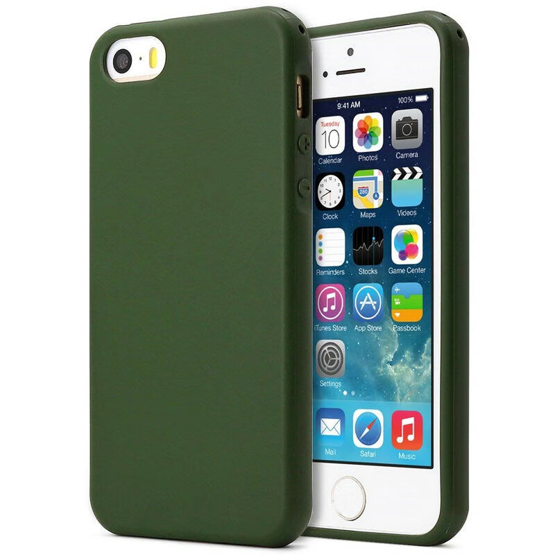 品无忧加厚硅胶手机壳适用苹果SE手机8plus防摔全包iphone5S男6S磨砂软 墨绿色 iPhoneSE(第三代)