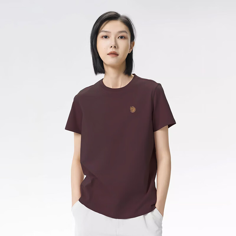 FJALLRAVEN北极狐春夏女士户外纯色运动轻量徒步上衣短袖T恤012512096 357石榴红 M 【AM-165/88A】