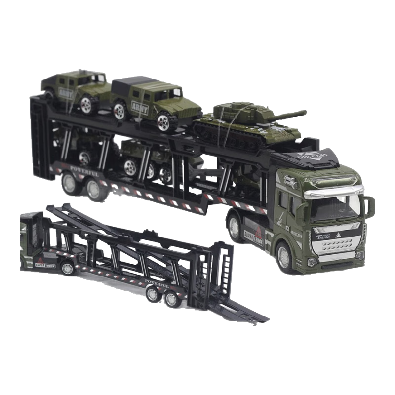 中麥微兒童玩具坦克玩具套裝回力合金小汽車仿真軍事模型運(yùn)輸車裝甲車 軍事運(yùn)輸車+6輛軍事車