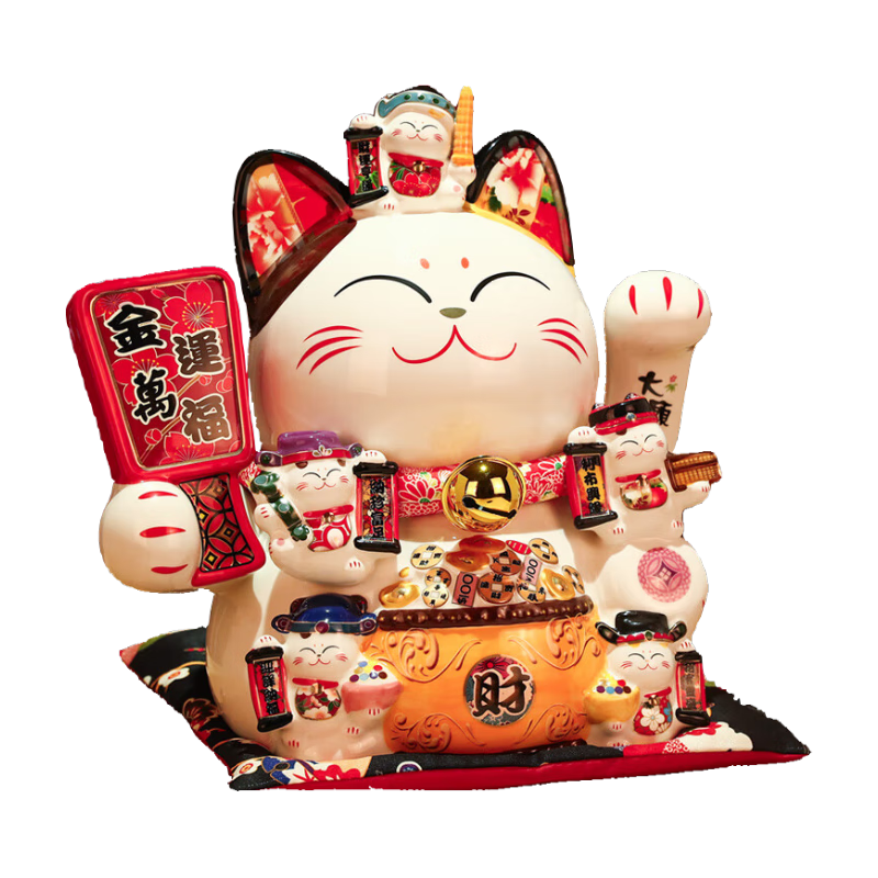 吉猫堂特大号招财猫礼品店铺开业礼物陶瓷存钱罐客厅家居装饰发财猫摆件 36CM高【金运万福 】存钱罐