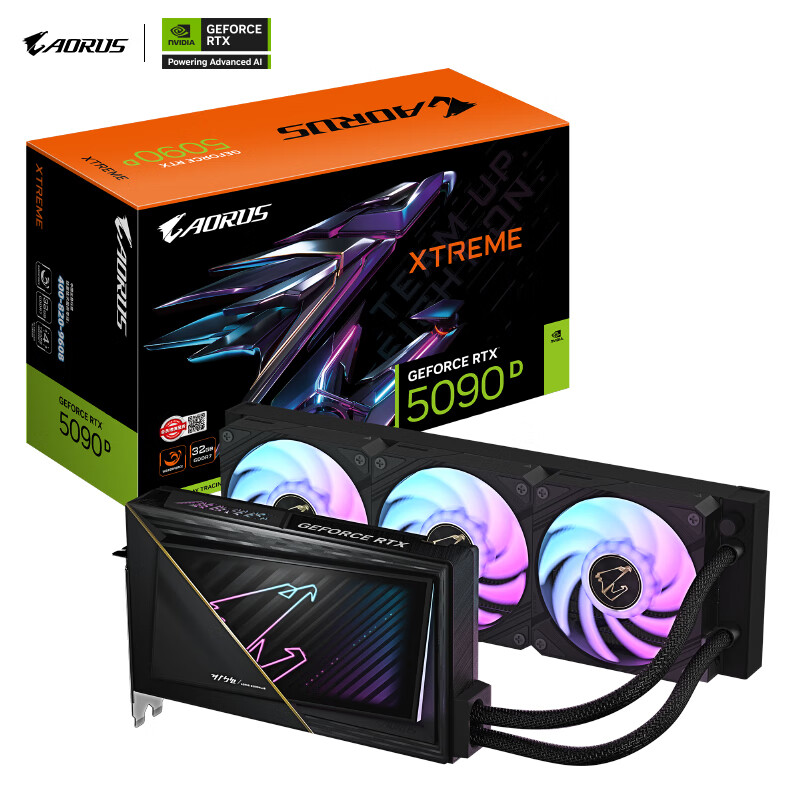 技嘉（GIGABYTE）5090D显卡 水雕 AORUS GeForce RTX 5090 D XTREME WATERFORCE 32G电竞设计AI智能【注册四年保】