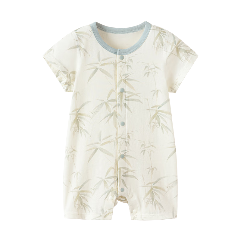 babylove嬰兒連體衣中國風夏季薄款透氣短袖衣服寶寶哈衣爬服純棉夏裝