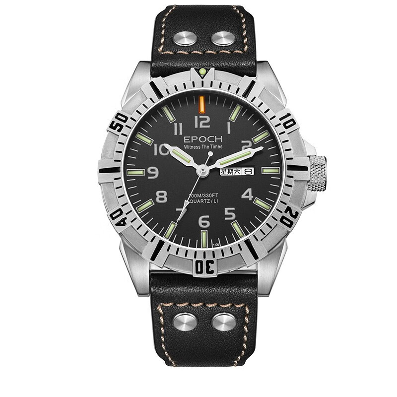 epoch艾保克十年锂电石英男夜光水鬼霸气自发光户外运动特种战术表 白