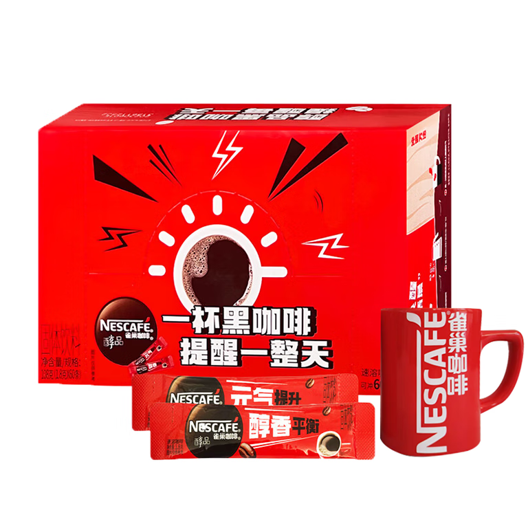 雀巢 黑咖啡 醇品1.8g*60包*2盒+赠咖啡杯