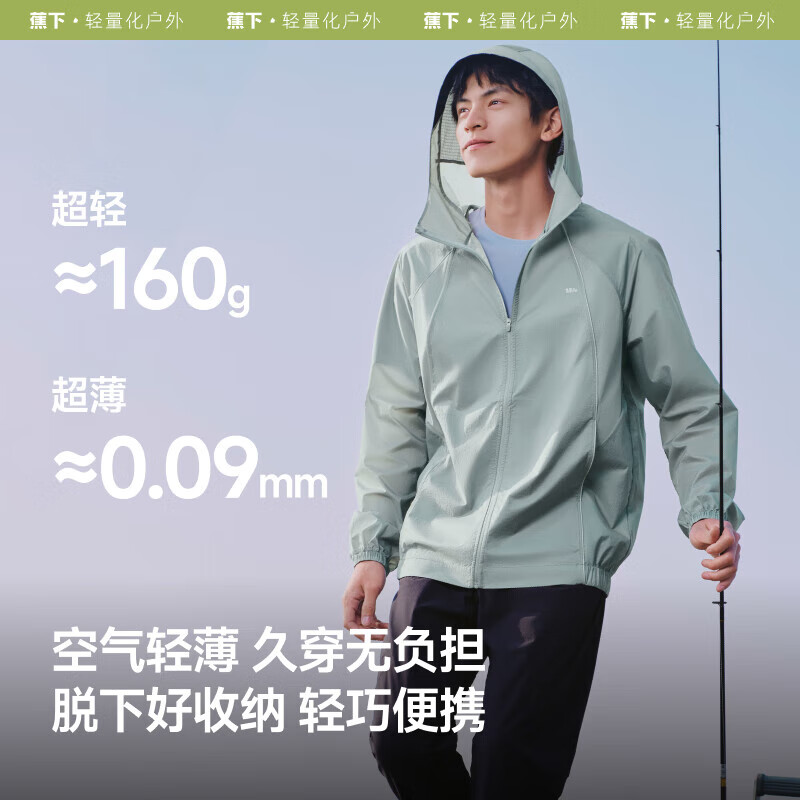 蕉下(beneunder)轻薄防泼水防晒衣男款夏季新款防紫外线透气皮肤衣凉感夹克外套 乌木黑 XL