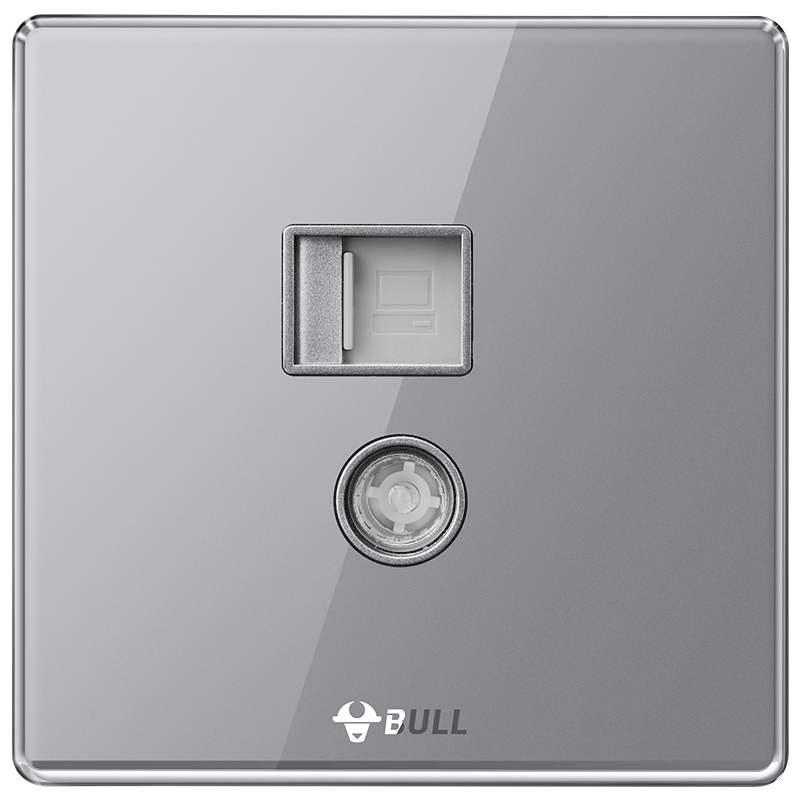公牛（BULL）开关插座亚克力系列电脑电视六类网线插座86型面板G62T223A钛金灰