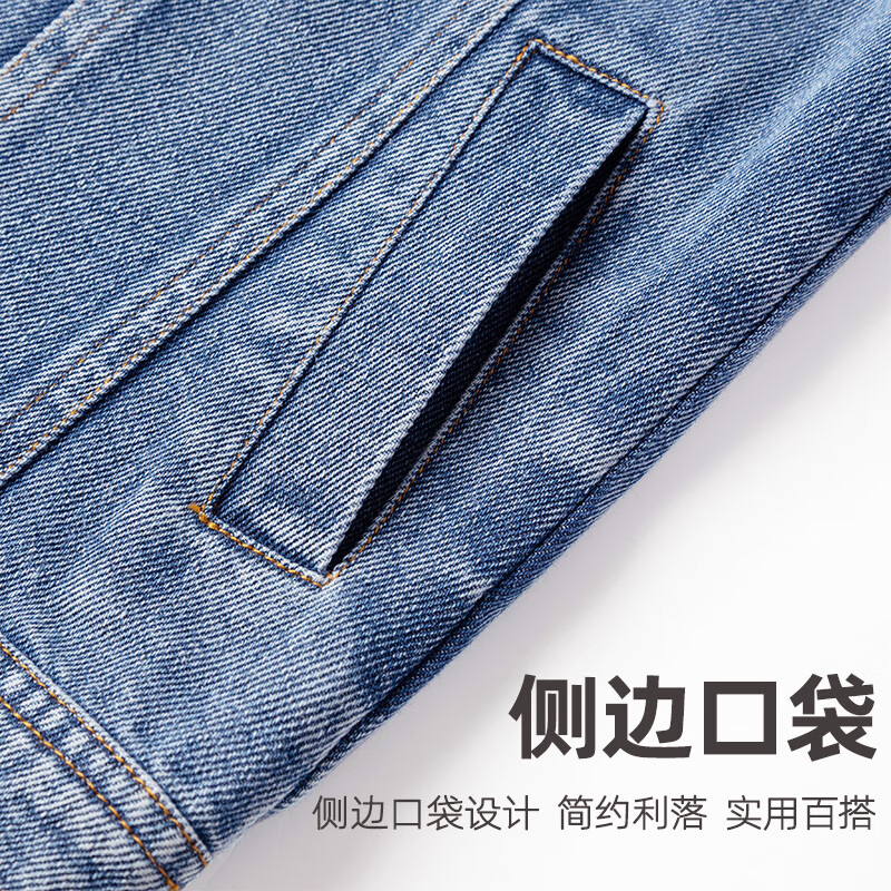 小猪班纳儿童牛仔外套春季2026新款男童痞帅开衫春秋款女童耐磨休闲款春装 牛仔蓝/酷滑宇航 150