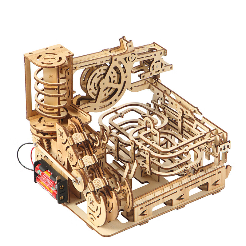 达克熊diy木质轨道积木玩具儿童礼物3d立体拼装模型手工机械益智拼图 【礼盒装电动款】螺旋栈道 99.9%的8岁以上小朋友首选