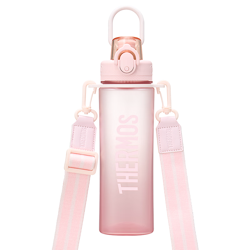 膳魔師（THERMOS）Tritan塑料夏季運(yùn)動(dòng)水杯男女士便攜騎行水壺車載大容量杯子TESD 粉色漸變【附背帶+掛件】 700ml