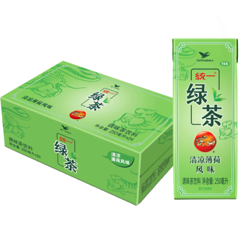 统一 绿茶 清凉薄荷风味 夏季清凉限定款 250ML*24盒 整箱装 12.52元