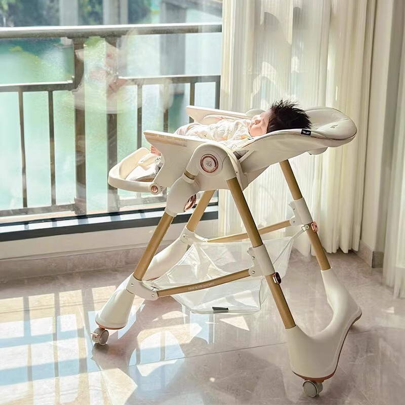 karmababy卡曼宝宝餐椅摇椅婴儿餐桌椅家用可折叠儿童吃饭学坐椅座椅二合一 【202】皎玉白pro