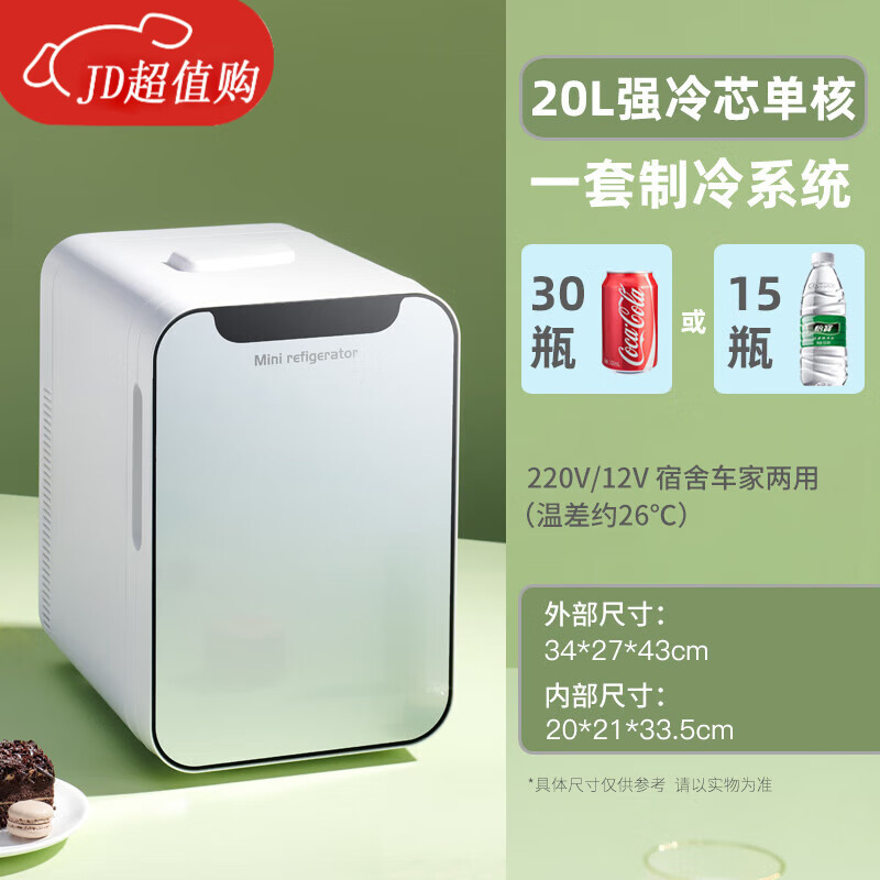 冰虎（Alpicool）冰虎Alpicool工馬迷你小冰箱小型家用學生宿舍車載冰箱胰島素冷藏 20l 單核-強冷款  一套制冷芯 20L