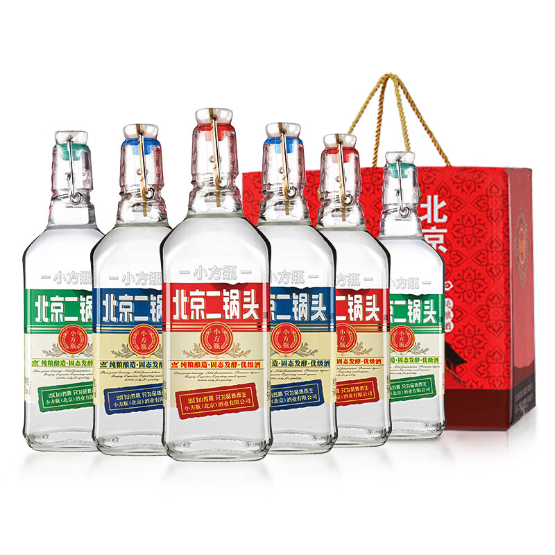 出口小方瓶 永丰牌北京二锅头 经典三色混清香型白酒 42度 500ml*6瓶 礼盒装
