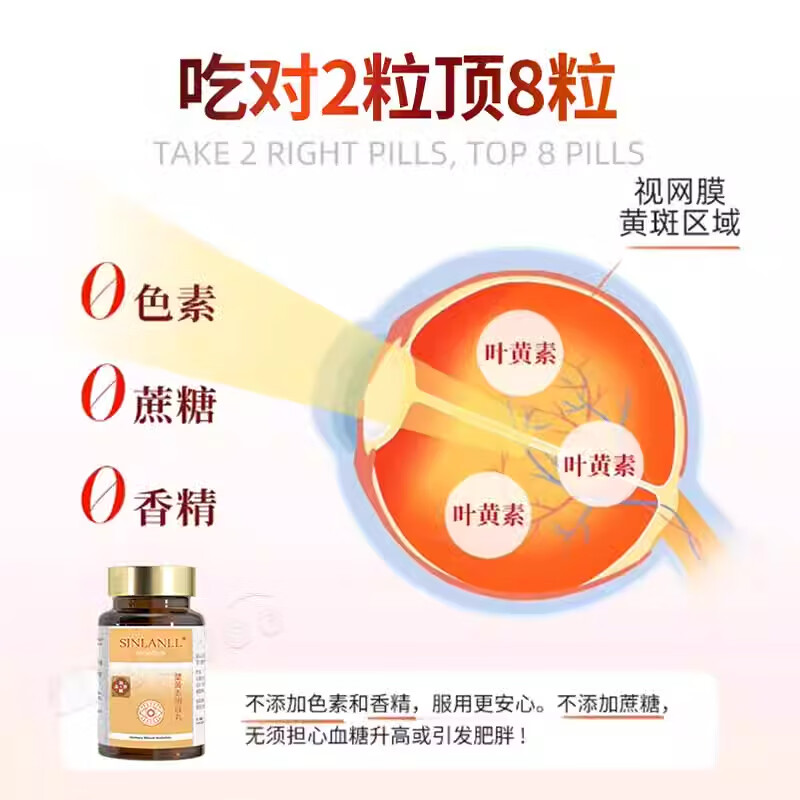 德国叶黄素明目丸60粒 原装正品40mg高含量高浓缩青少年儿童成人老人护眼 60粒*6瓶【家庭装】送4盒进口眼药水