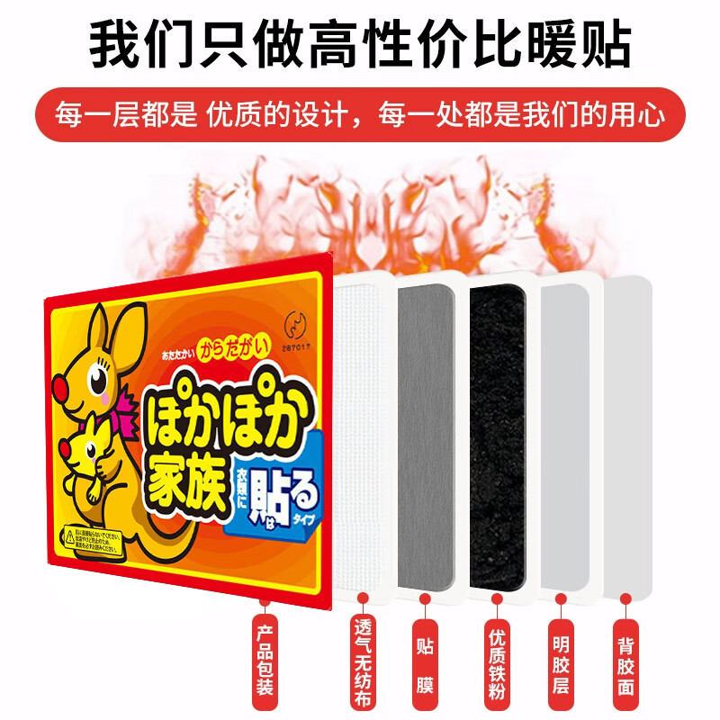 碧雅漫暖贴宝宝贴持久自发热贴刮毛刀 男女通用 暖暖贴 20贴