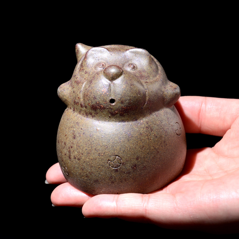 吉羊 宜兴柴烧窑变生肖茶宠紫砂杯 主人杯功夫茶杯80ml 申猴