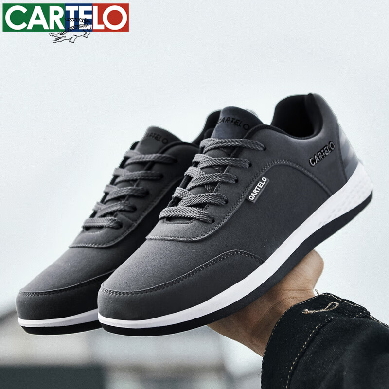 卡帝乐鳄鱼男鞋春秋透气薄款网面飞织网鞋四季旅游户外运动休闲鞋男士鞋子男 深灰[四季款] QH2032 42 [运动鞋码]