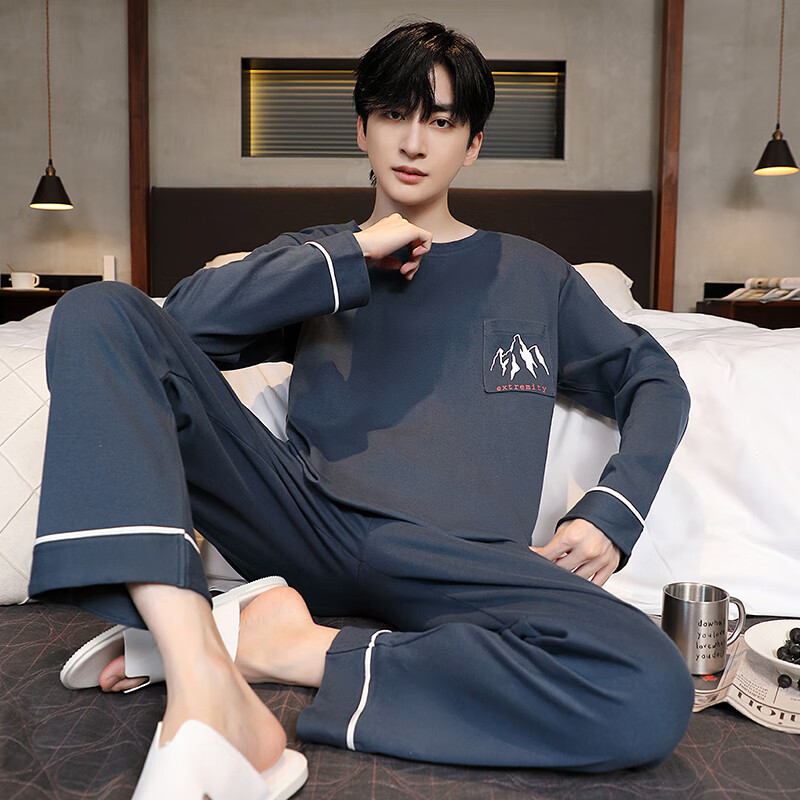 猫人精梳纯棉 180g 圆领男士家居服可外穿100%纯棉2025春季新品 49M75081 3XL