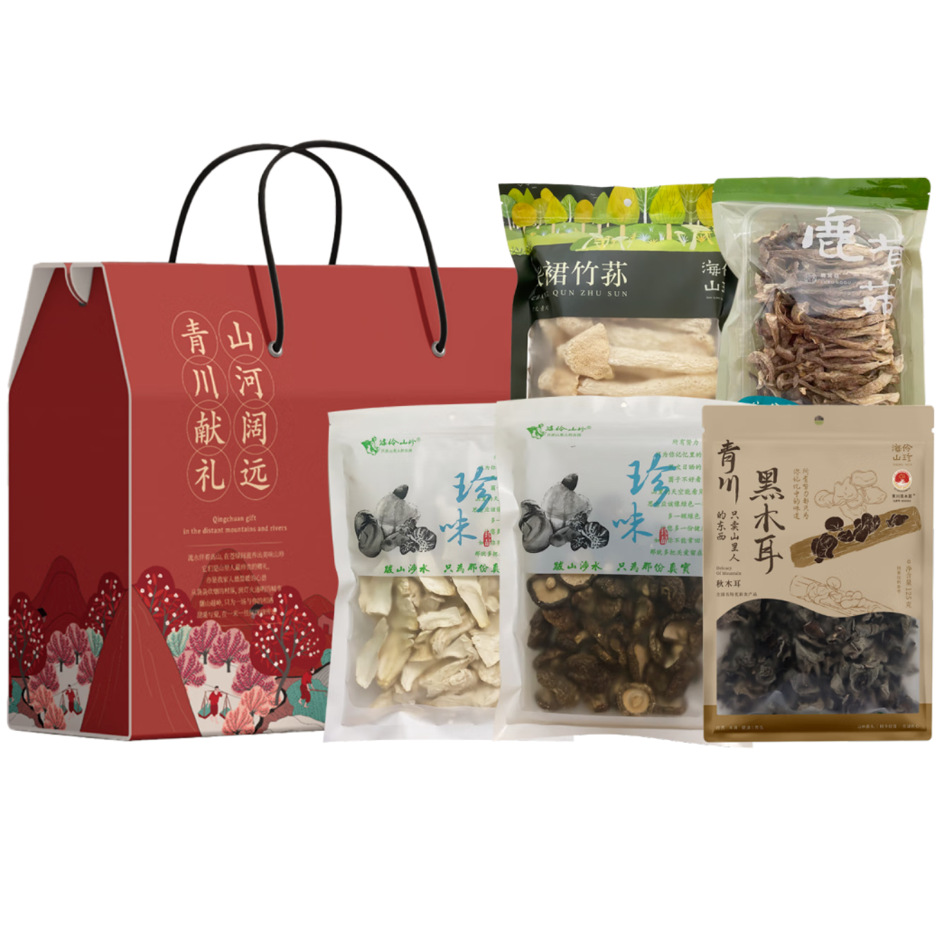 海伶山珍只卖山里人的东西四川特色山珍干货美丽乡村B款525g礼盒装大礼包新年送人礼盒