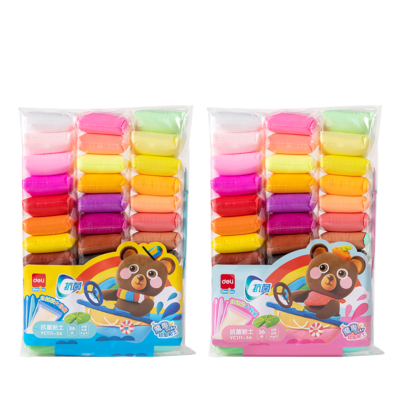 得力（deli）36色超轻粘土自封袋独立装黏土彩泥橡皮泥玩具美术手工DIY太空沙儿童文具生日毕业儿童节开学礼物