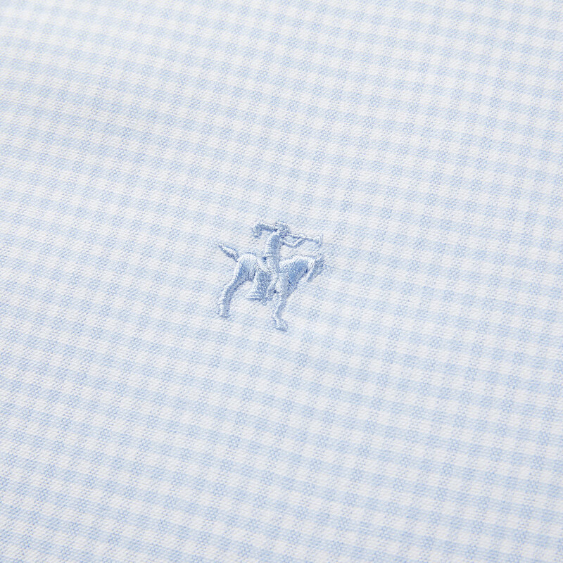 哈特马克斯莱赛尔羊毛磨毛格纹柔软男商务休闲长袖衬衫 蓝色 39