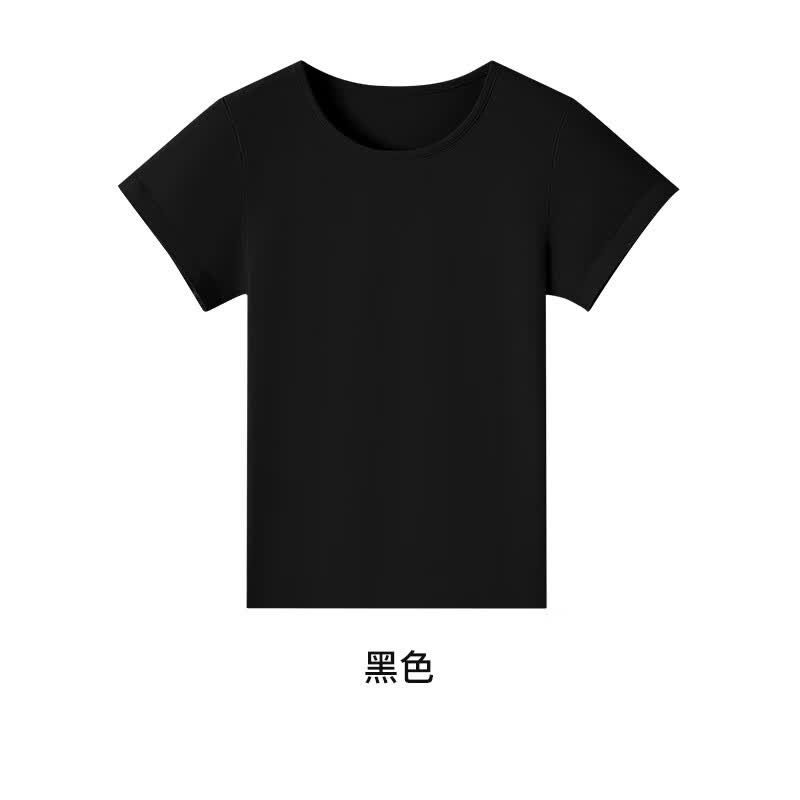 曲线主义短袖T恤女修身显瘦内搭上衣圆领百搭打底衫 黑色 M 码