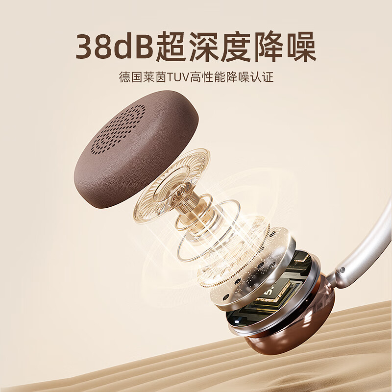 勒姆森耳机头戴式无线蓝牙耳机主动深度降噪超长续航低延迟高音质高颜值app智联复古时尚美拉德穿搭耳机 月光白 APP智联+38dB深度降噪+高颜值百搭单品