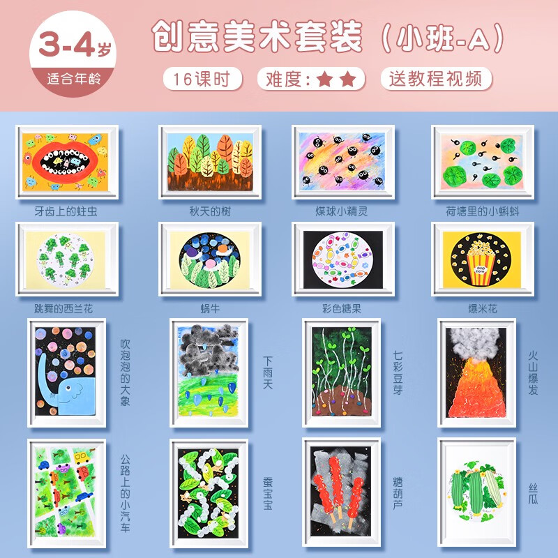 儿童创意美术材料包手工diy小学生幼儿园绘画课涂鸦画画工具套装 小班美术材料包-A款非独立包装