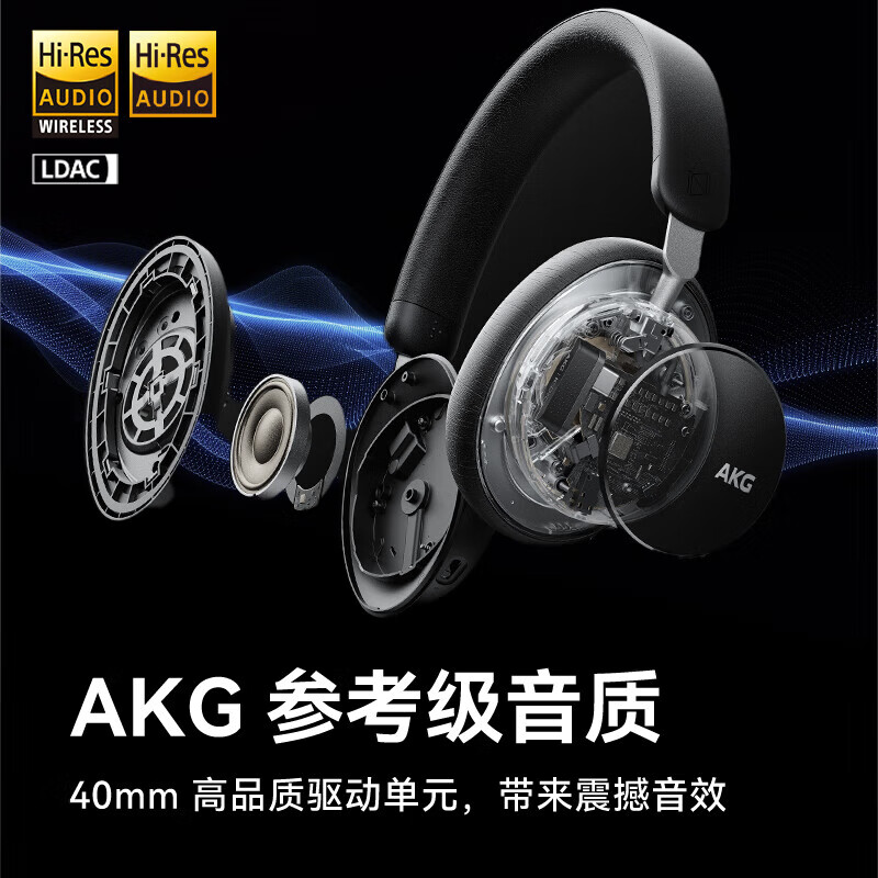 爱科技(AKG)【新品上市】AKG N9头戴式无线主动降噪蓝牙耳机高音质长效续航 白色