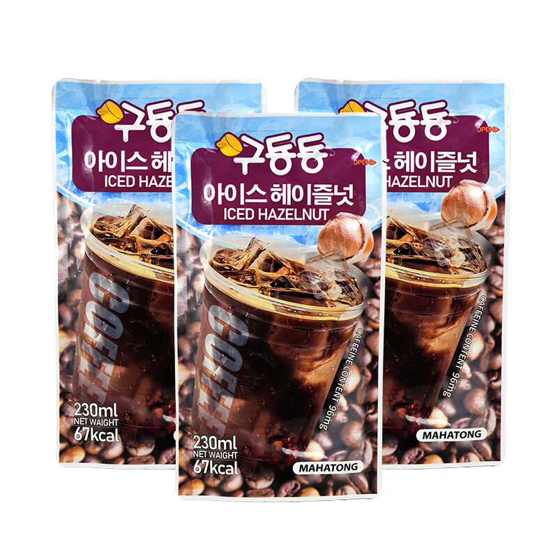 咕咚咚咖啡液 230ml/袋 榛子拿铁美式黑咖啡液饮料醒脑防困便携 甜美式榛子咖啡3袋