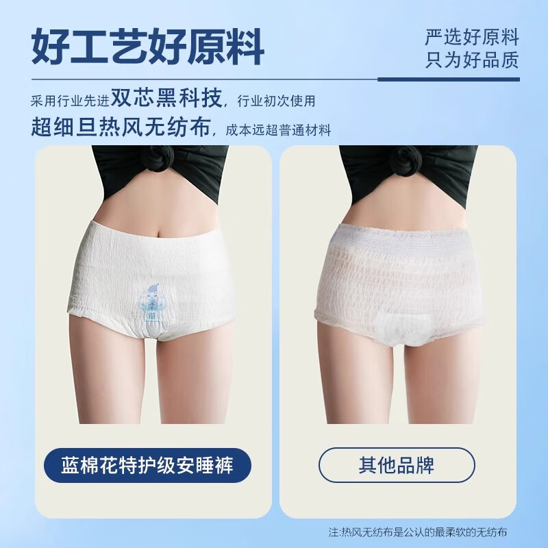 蓝棉花【吴宣仪同款】医护级安睡裤益生菌特护抱抱裤M-XL码安心裤夜安裤 L 20条 100-140斤 【送帆布包】