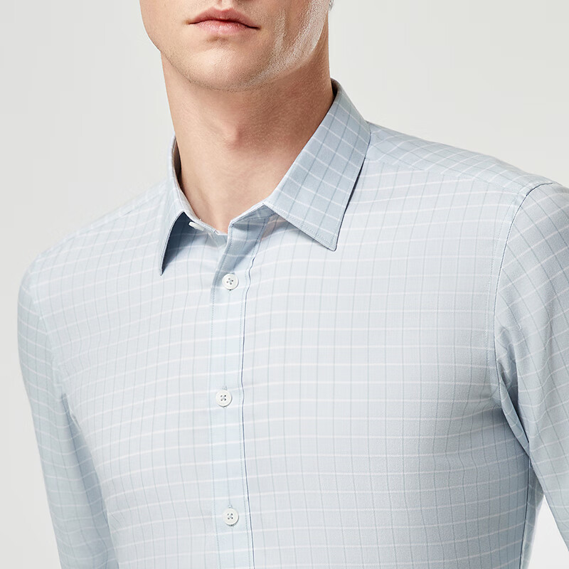 雅戈尔长袖衬衫【格纹全棉】柔软挺阔有型修身剪裁通勤商务休闲男衬衣 绿色格子 41 (175/96Y)