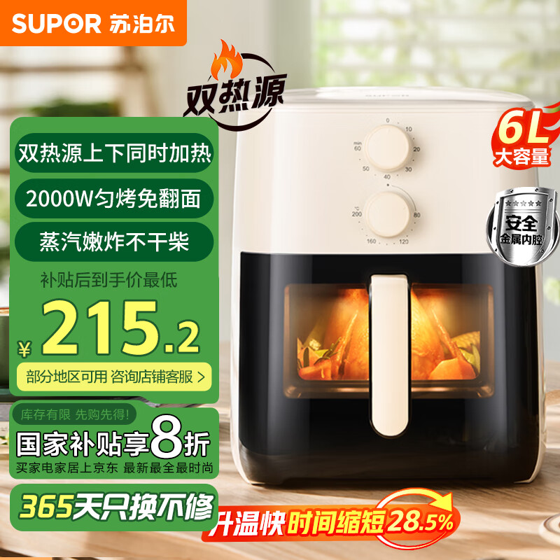 �ղ�����SUPOR������ը�� ���÷������ȫ�Զ�ը����6L������һ��������ⷭ���ը��˫��Դ KJ60D866