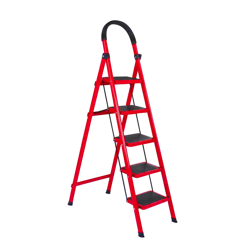 古雷诺斯 梯子三四步家用折叠梯子人字梯楼梯 N601-04红色5步梯