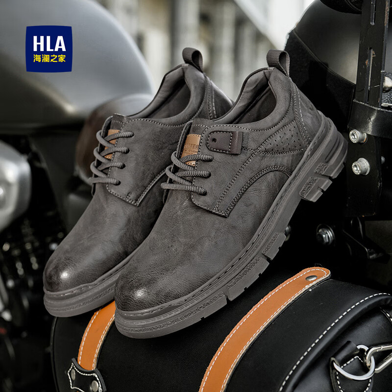 海澜之家（HLA）男鞋春季新款工装鞋男户外耐磨鞋子 灰色 43