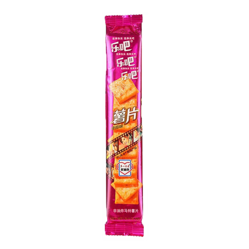 乐吧 薯片50克（烧烤+番茄+鸡肉+咖喱）多口味混合装薯片年货休闲零食 （烧烤+番茄+鸡肉+咖喱） 800g