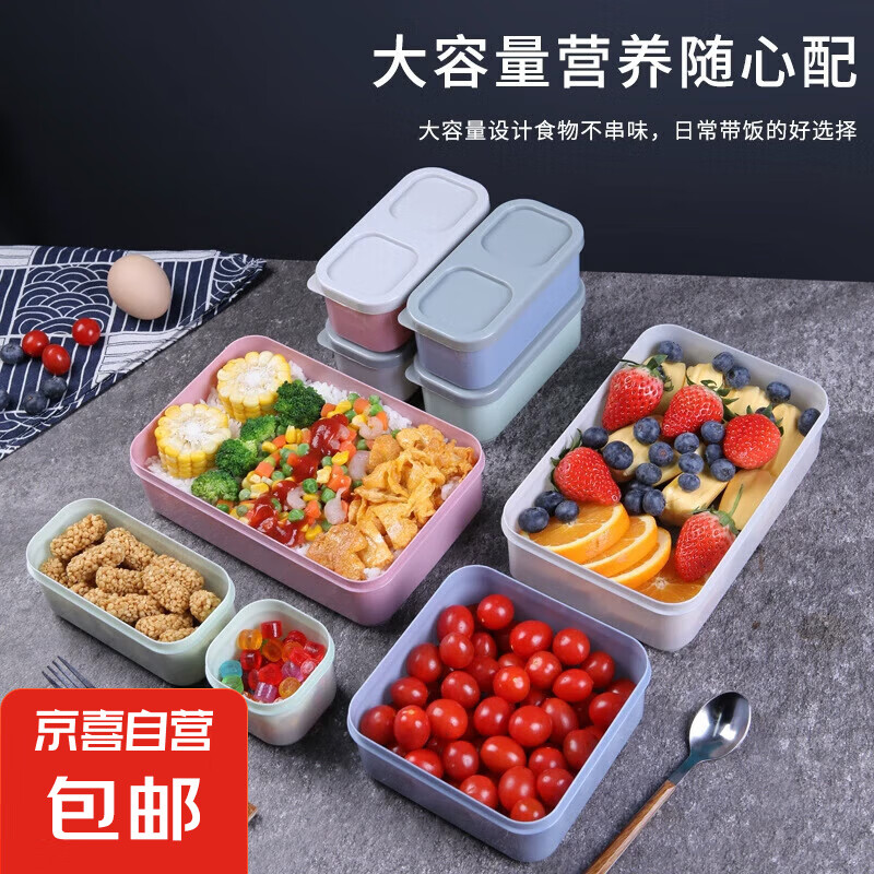 4件套冰箱保鲜收纳盒户外野餐盒水果便当盒外出鲜肉保鲜剩菜冰箱 4件套【小+中+大+超大】随机色