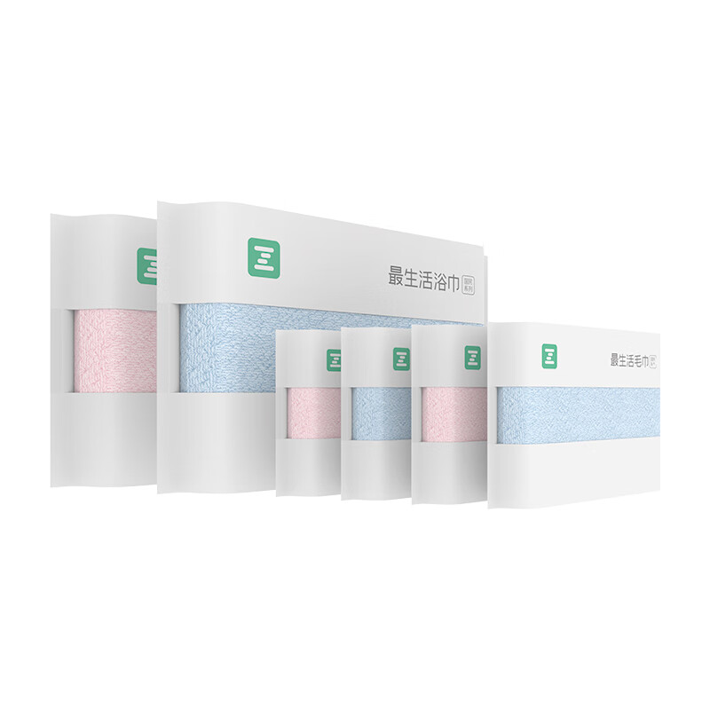 最生活（a-life）生活毛巾浴巾6件套裝新疆洗臉洗澡家用吸水速干情侶款裹巾 毛浴組合裝：浴巾【藍粉】+毛巾