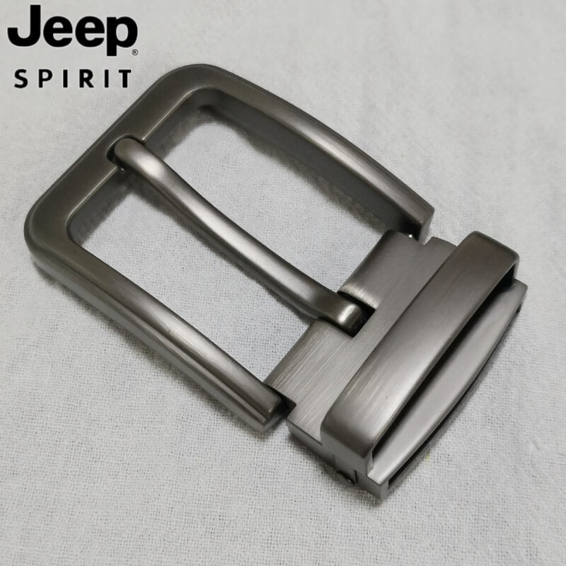 JEEP SPIRIT38/35mm針扣皮帶扣頭男卡扣皮帶頭打孔扣頭腰帶褲帶扣頭配件 01銀灰配3.3cm-3.5CM寬打孔帶身