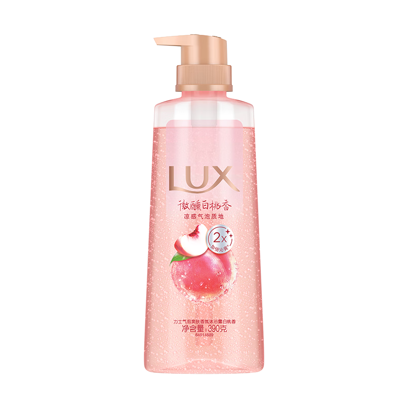 【准新品】力士（LUX）沐浴露 气泡爽肤香氛沐浴露白桃香390g甜桃香氛