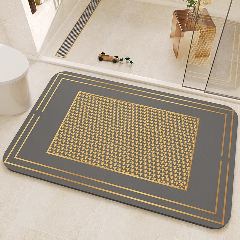 季象浴室地垫卫浴洗手间入户厨房卫生间厕所门口防滑脚垫家用吸水垫子 GZN-几何轻奢-圆月 40x60cm